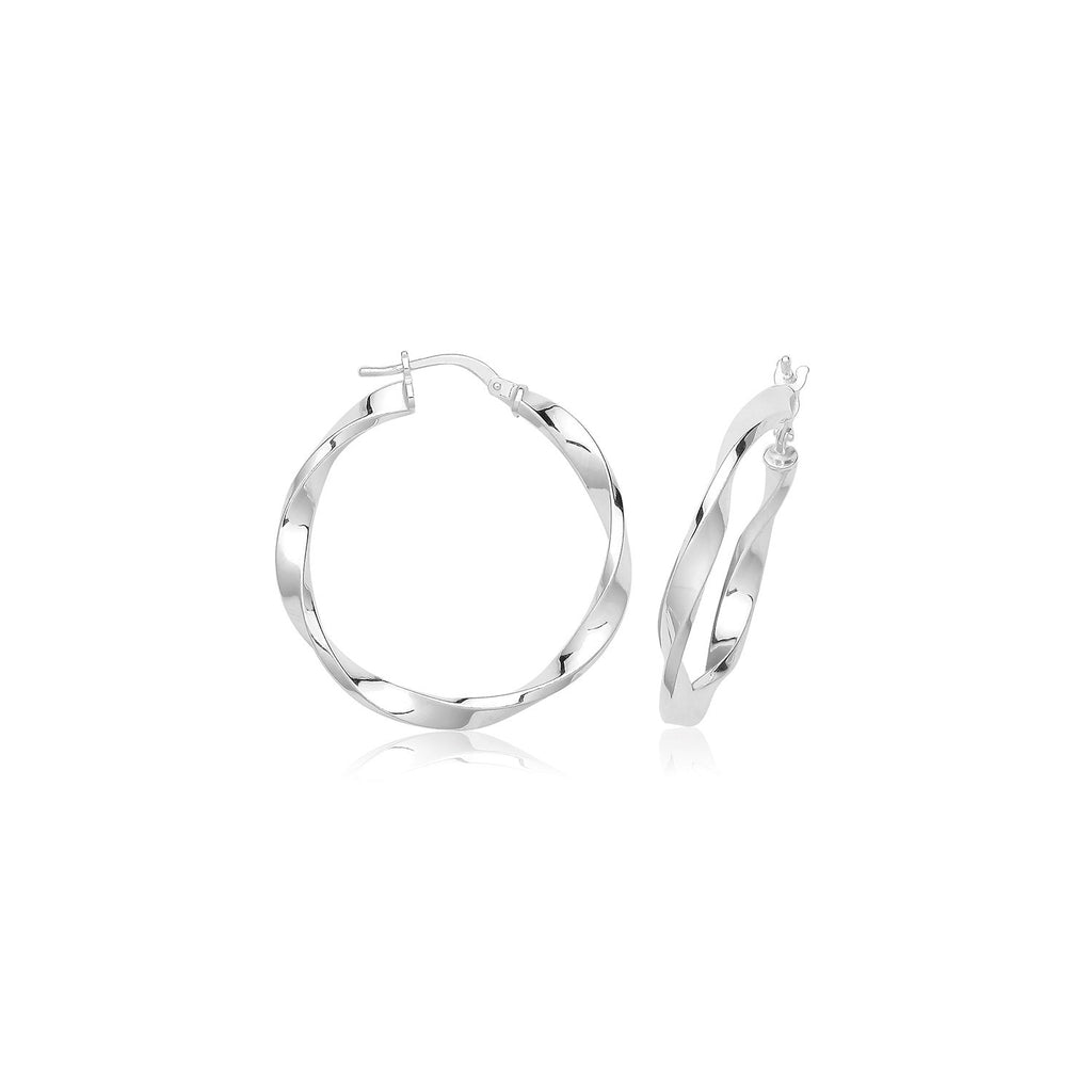 Classic Twist Sterling Silver Hoops 925 Hallmarked 20mm - 50mm Diameter