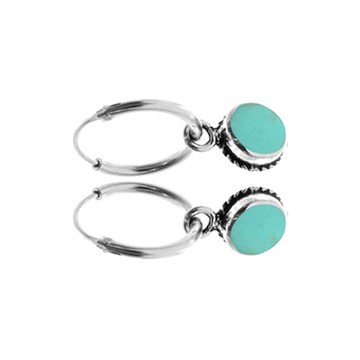 Small Turquoise Hoop Earrings Sterling Silver 925 Hallmarked Brand New Boxed