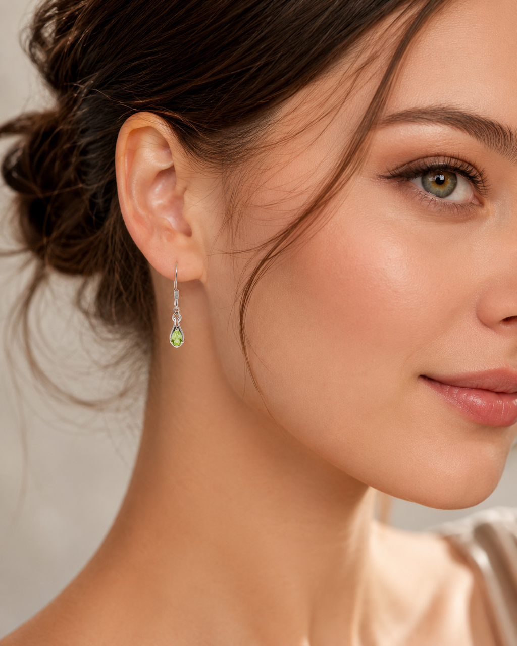 Natural Peridot Teardrop Drop Earrings Sterling Silver 925 Hallmarked Brand New