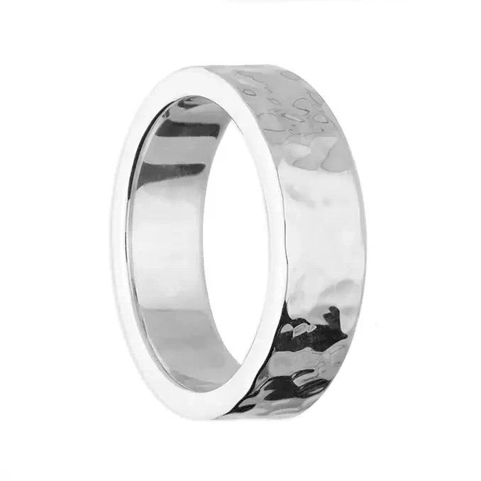 5mm Hammered Band Ring Sterling Silver 925 Hallmarked British Made Size L - R