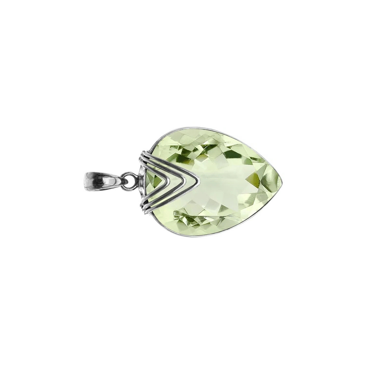 Green Amethyst Teardrop Pendant Sterling Silver 925 Hallmarked All Chain Lengths