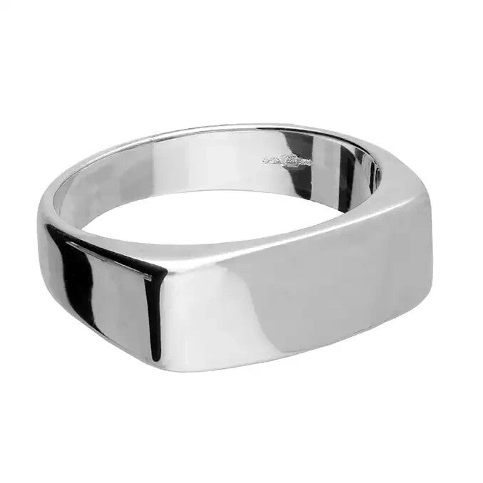 Sterling Silver Gents Ring Signet Band Design Hallmarked Size P - Z British Made