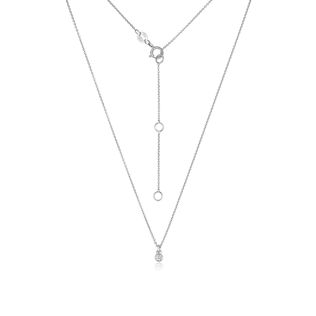 1 Natural Diamond Flush Necklace 18ct White Gold Hallmarked British Made