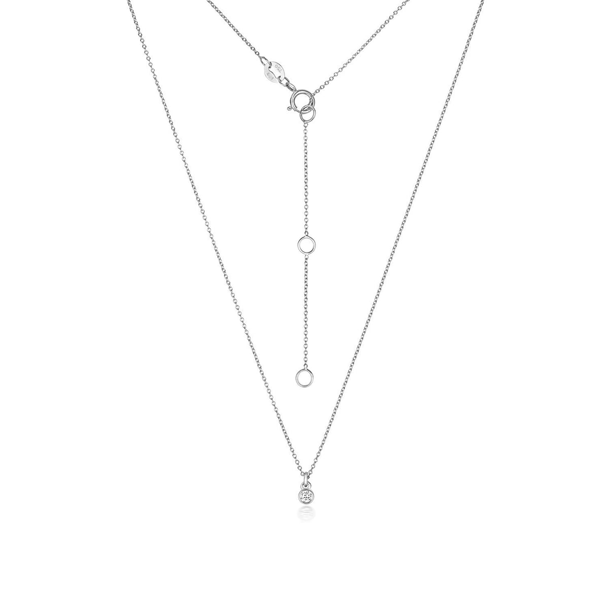 1 Natural Diamond Flush Necklace 18ct White Gold Hallmarked British Made