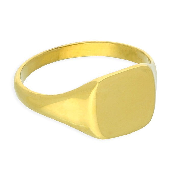 Cushion Signet Ring 24ct Yellow Gold Plated Hallmarked Size N - Z British Made