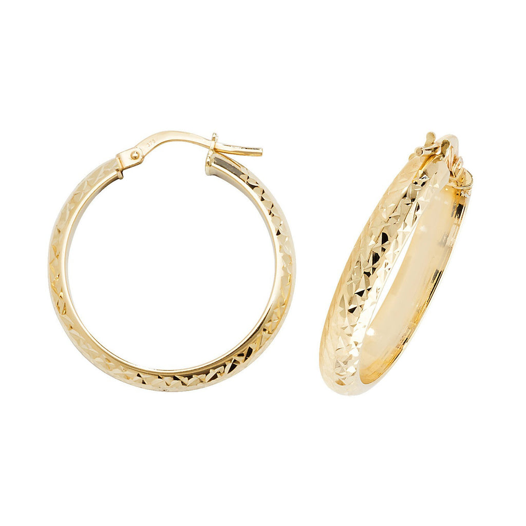 9ct Yellow Gold DC Hinged Hoop Earrings 375 Hallmarked 10mm - 30mm Diameter