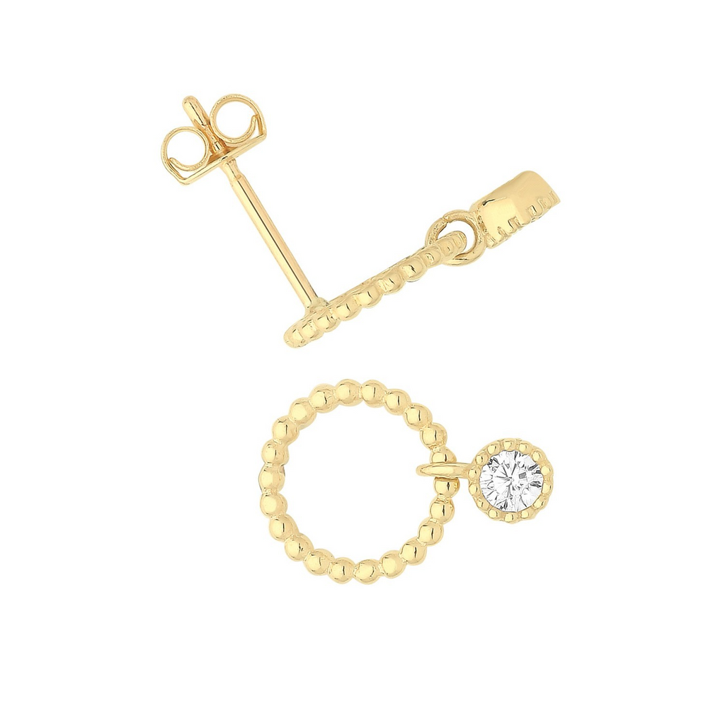 Flush Circle Stud Earrings 9ct Yellow Gold 375 Hallmarked Brand New Boxed