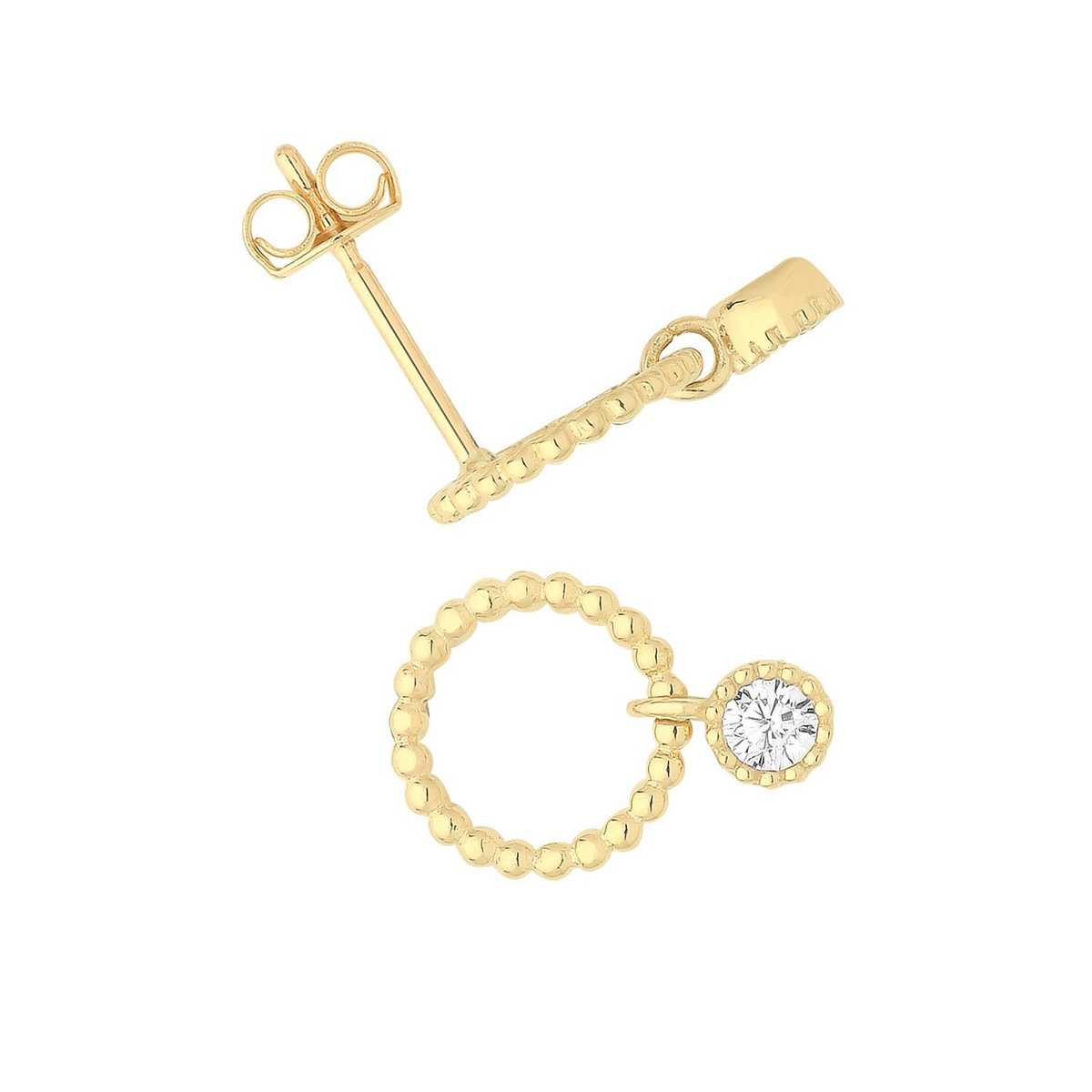 Flush Circle Stud Earrings 9ct Yellow Gold 375 Hallmarked Brand New Boxed