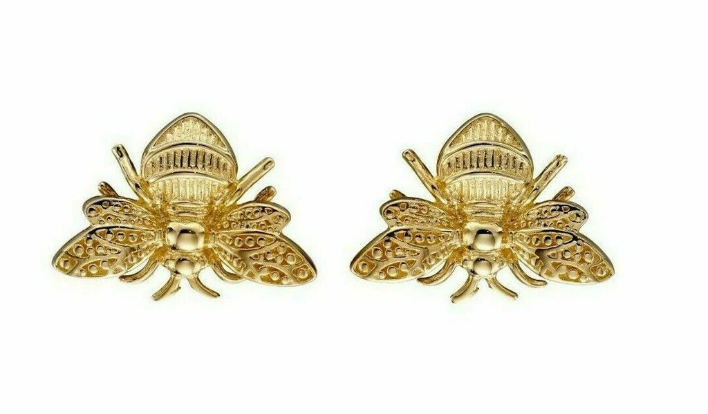 9ct Gold Bee Earrings Stud In Yellow Gold 375 Hallmarked British Made Brand New