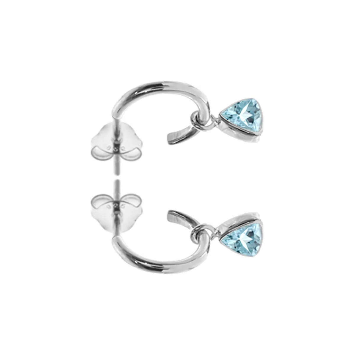 Trillion Blue Topaz Hoop Earrings Sterling Silver 925 Hallmarked Brand New Boxed