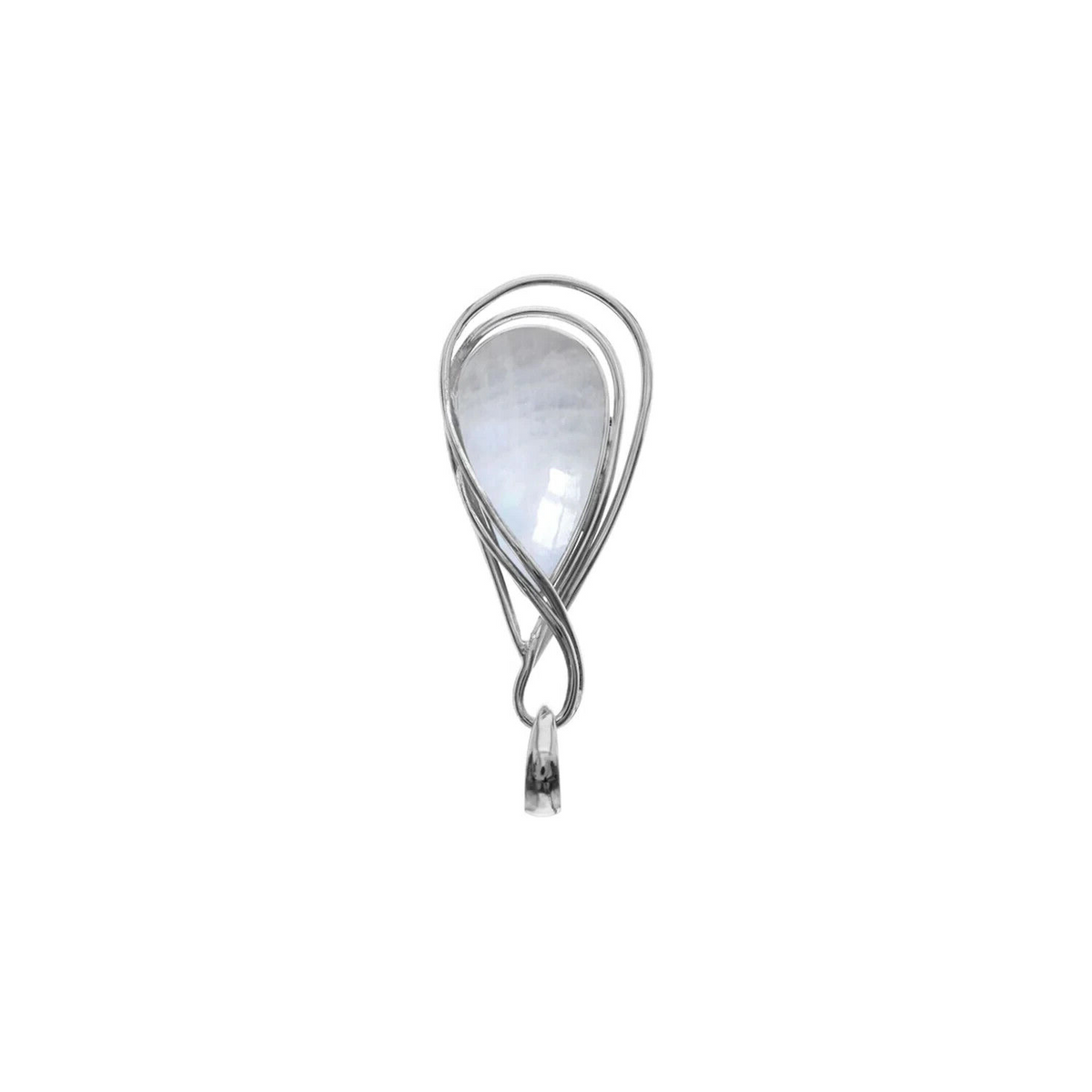 Teardrop Wire Moonstone Pendant Sterling Silver 925 Hallmarked All Chain Lengths