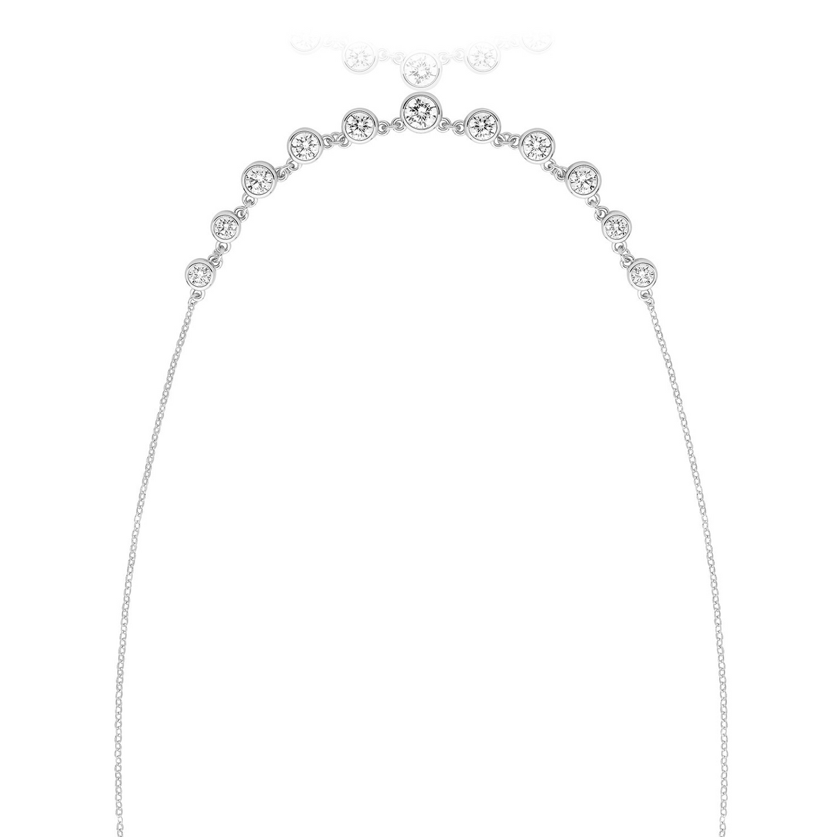 Graduated Bezel Set Necklace Sterling Silver 925 Hallmarked British Made