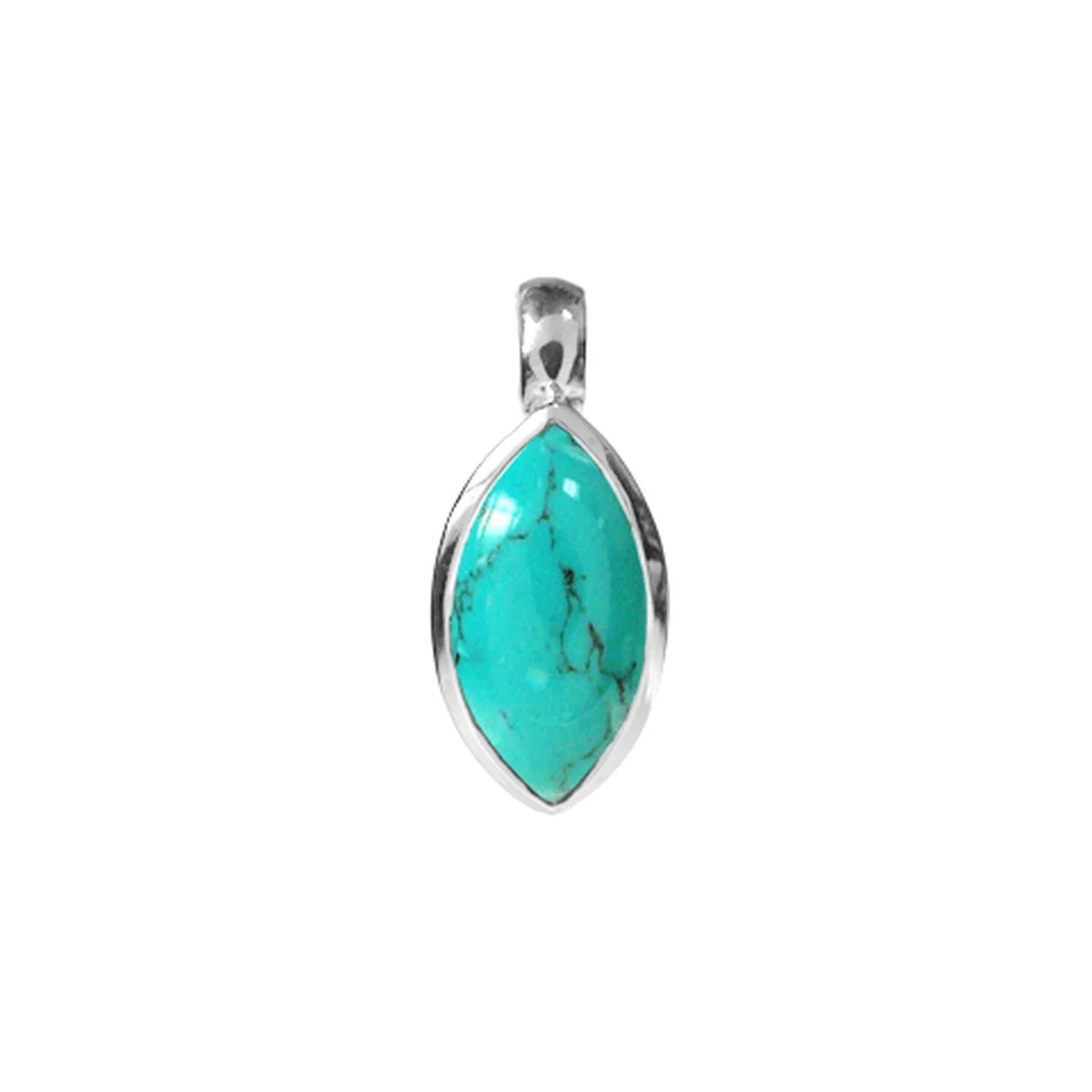 Marquise Turquoise Pendant Sterling Silver 925 Hallmarked All Chain Lengths