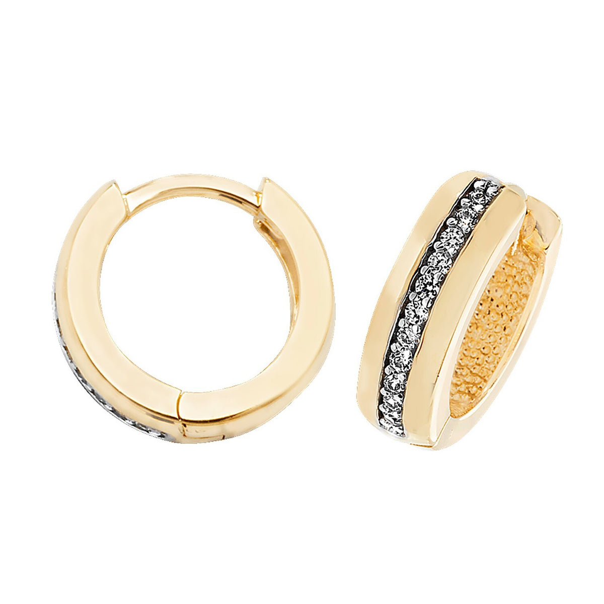Mens Channel Set Huggie Hoop Earring 9ct Yellow Gold 375 Hallmarked Brand New