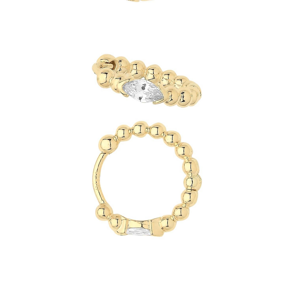 9ct Yellow Gold Marquise Hoop Earrings British Made 375 Hallmark Brand New Boxed
