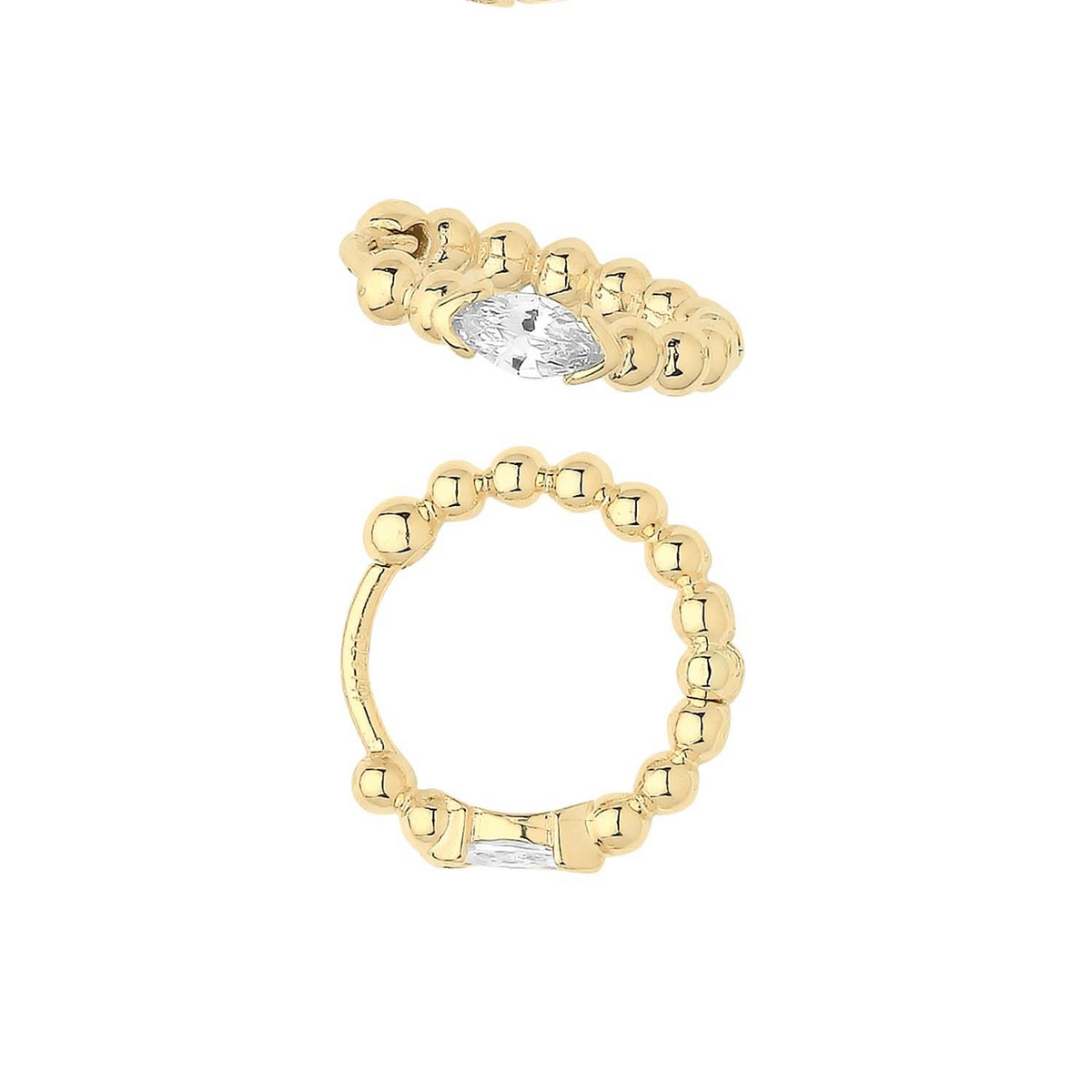9ct Yellow Gold Marquise Hoop Earrings British Made 375 Hallmark Brand New Boxed