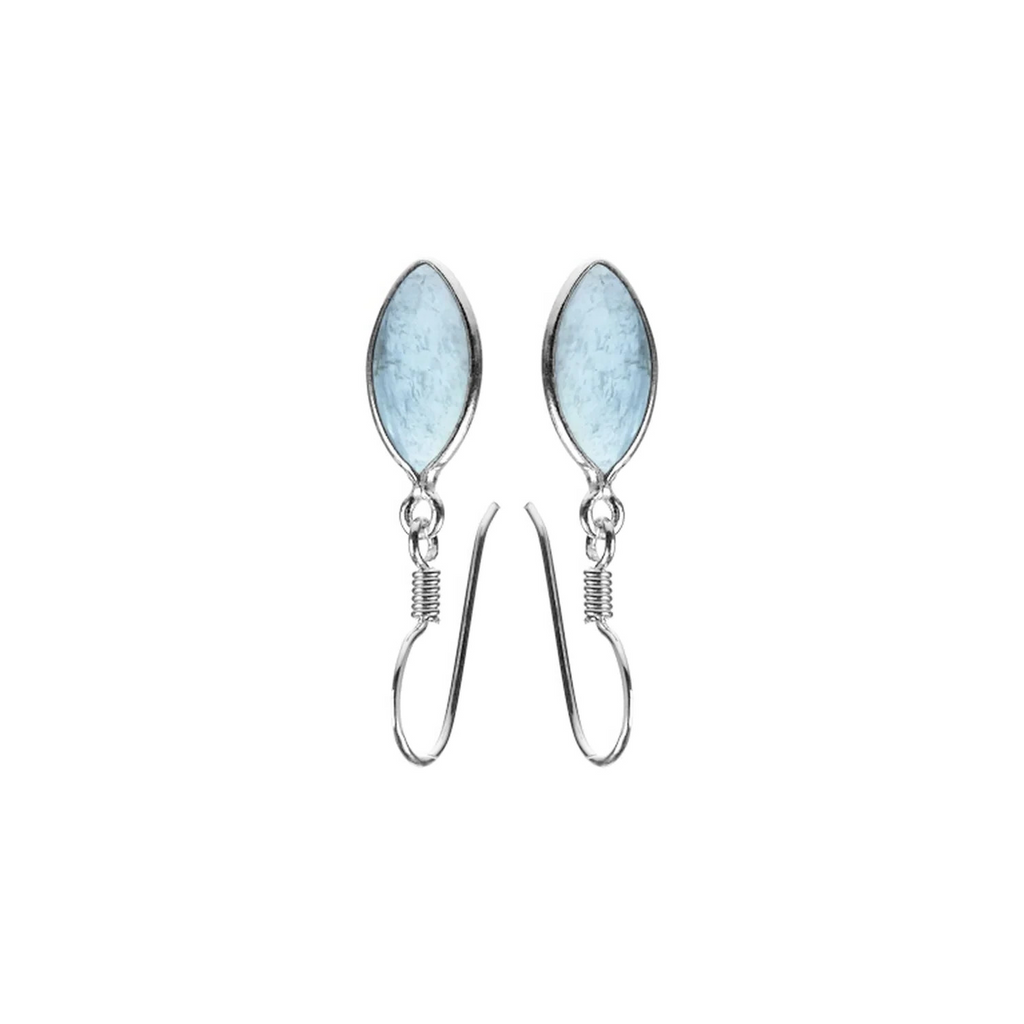 Marquise Natural Aquamarine Drop Earrings Sterling Silver 925 Hallmarked
