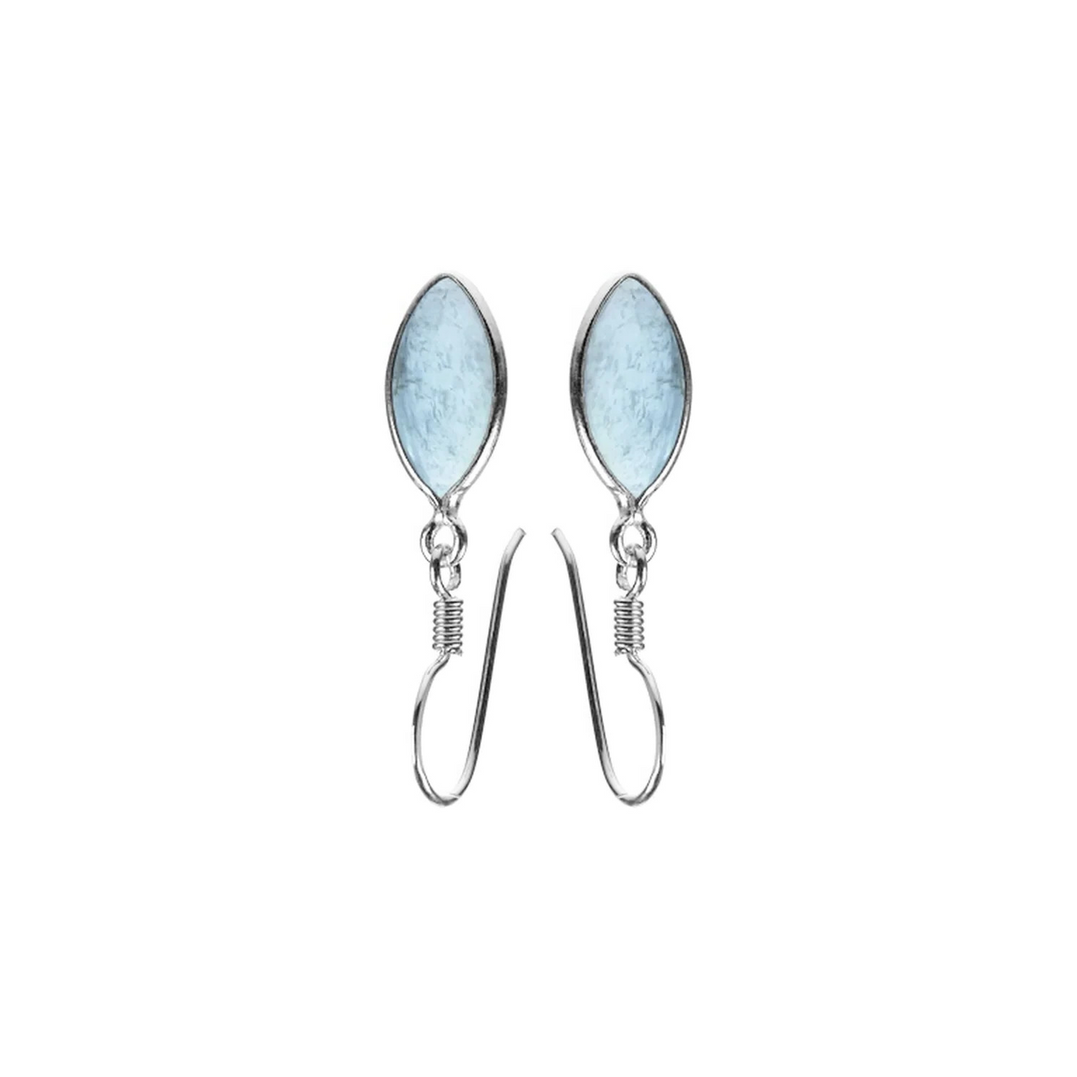Marquise Natural Aquamarine Drop Earrings Sterling Silver 925 Hallmarked