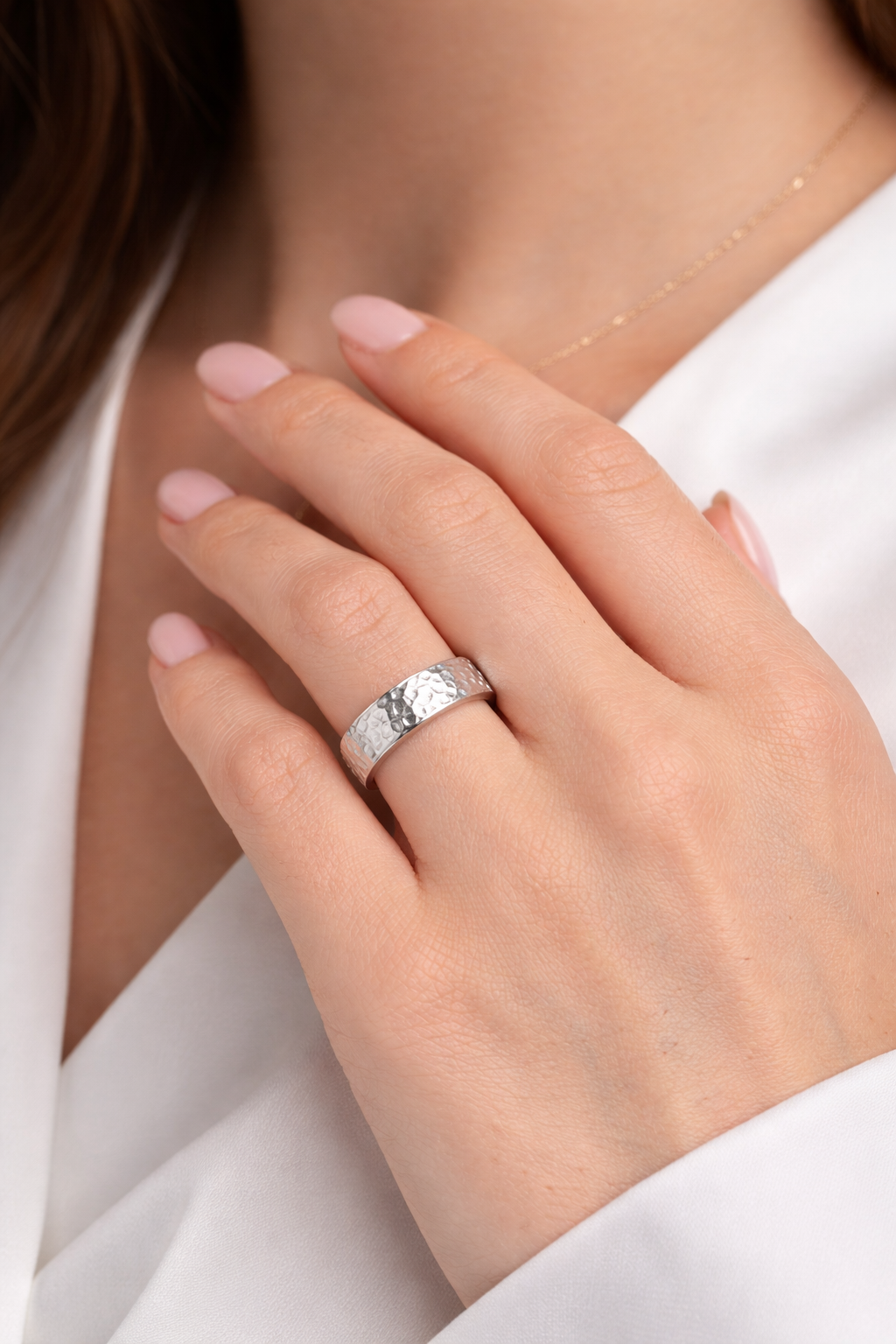 5mm Hammered Band Ring Sterling Silver 925 Hallmarked British Made Size L - R