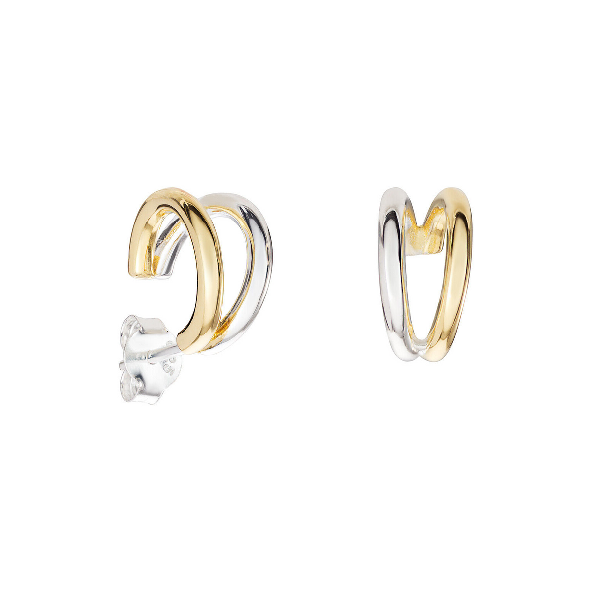 Double Hoop Earrings 9ct Mixed Gold Plated Hallmarked British Made Brand New