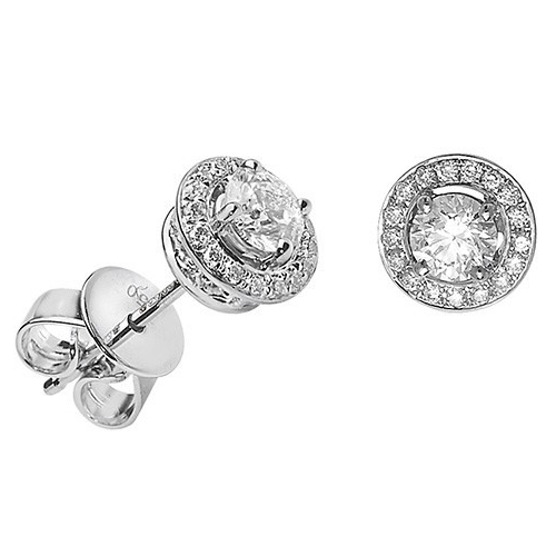 18 Natural Diamond Stud Halo Earrings 18ct White Gold Hallmarked British Made