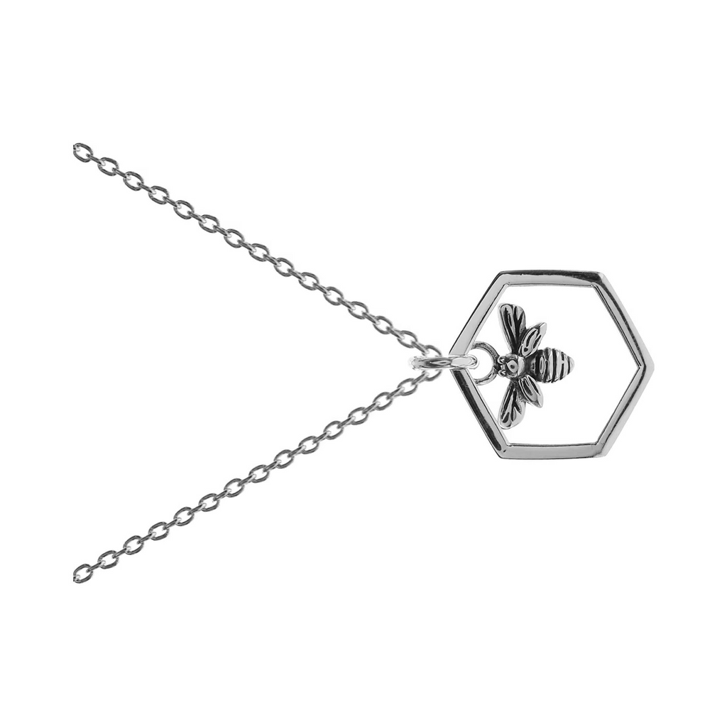 Honeycombe Bumble Bee Necklace Solid Sterling Silver 925 Hallmarked British Made
