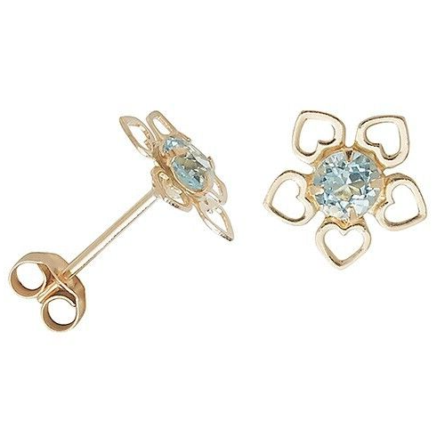 Topaz Heart Stud Earrings Yellow Gold Natural Stone 375 Hallmark New Boxed