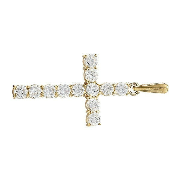 9ct Yellow Gold Cross Gemstone Pendant Hallmarked British Made All Chain Lengths
