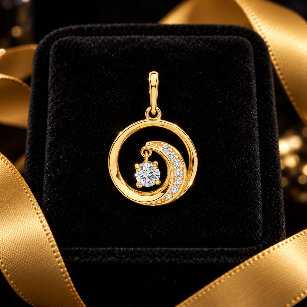 Prong Swirl 9ct Yellow Gold Pendant 375 Hallmarked All Chain Lengths