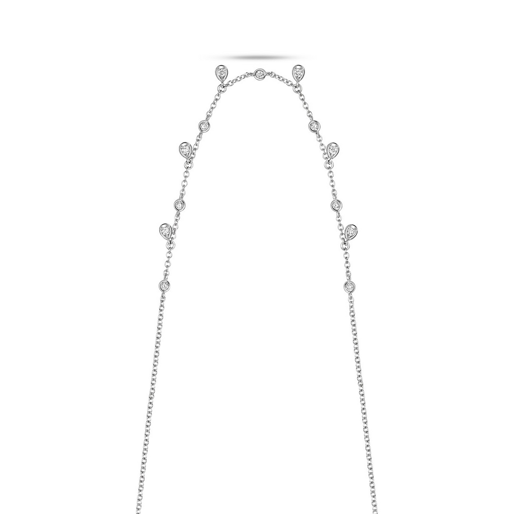 13 Natural Diamond Flush Necklace 18ct White Gold Hallmarked British Made