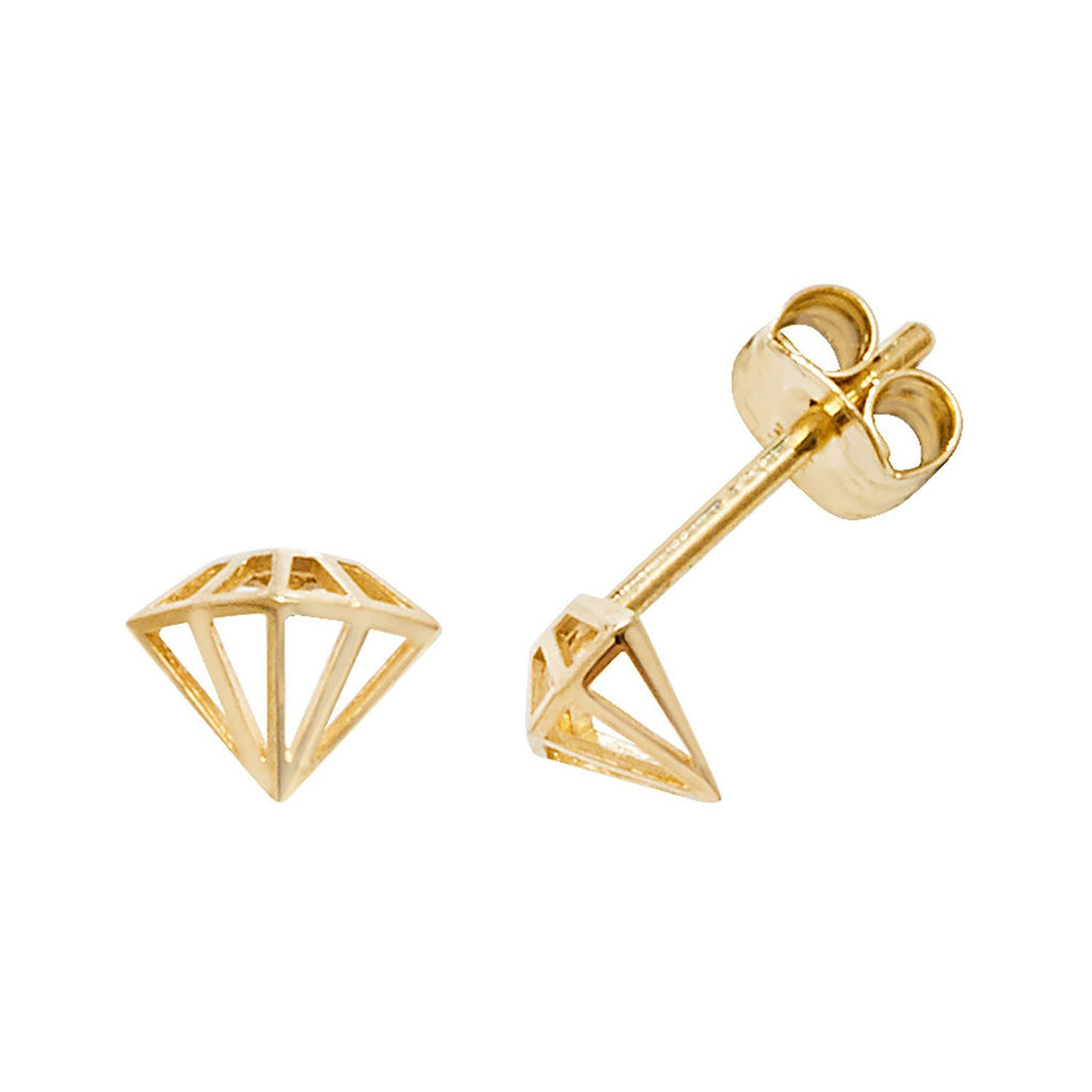 Diamond Stud Earrings 9ct Yellow Gold 375 Hallmarked Brand New Boxed