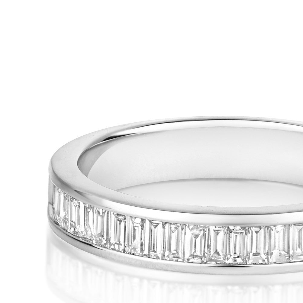 Natural Diamond Baguette Eternity Ring 18ct White Gold Hallmarked Sizes J - Q