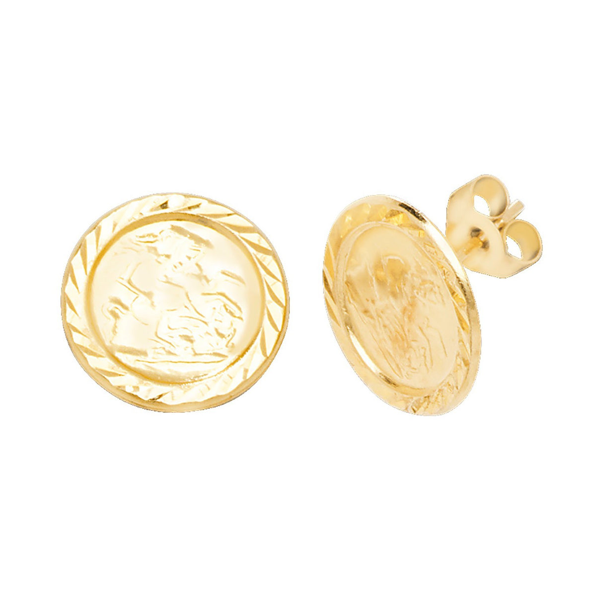 St Christopher Stud Earrings 9ct Yellow Gold 375 Hallmarked Brand New Boxed