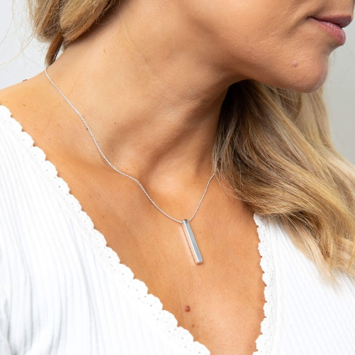 Vertical Bar Necklace Sterling Silver 925 Hallmark British Made Brand New Boxed