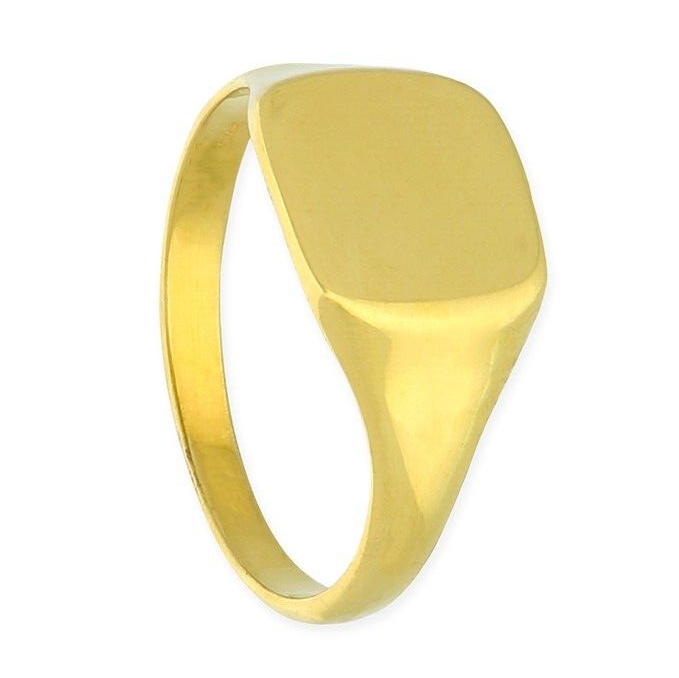 Cushion Signet Ring 24ct Yellow Gold Plated Hallmarked Size N - Z British Made