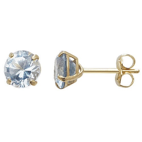 Aquamarine Pendant and Earrings Set Yellow Gold Solitaire 18" Chain Hallmark