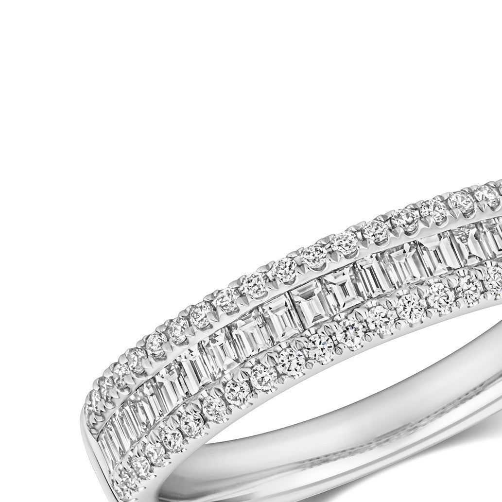 Natural Diamond Eternity Baguette Ring 18ct White Gold Hallmarked Sizes J - Q