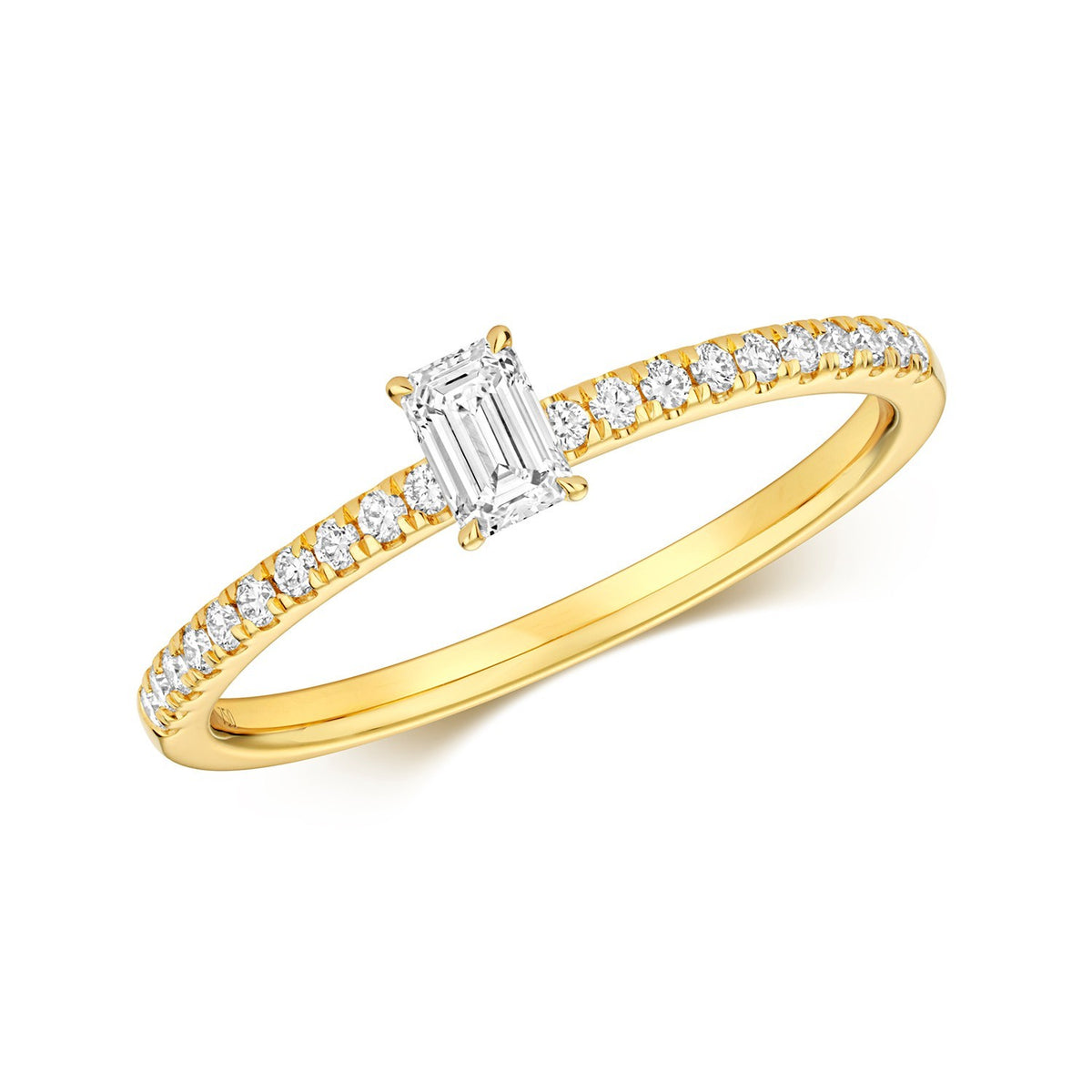 21 Natural Diamond Emerald Cut Ring 18ct Yellow Gold Hallmarked Sizes K - N