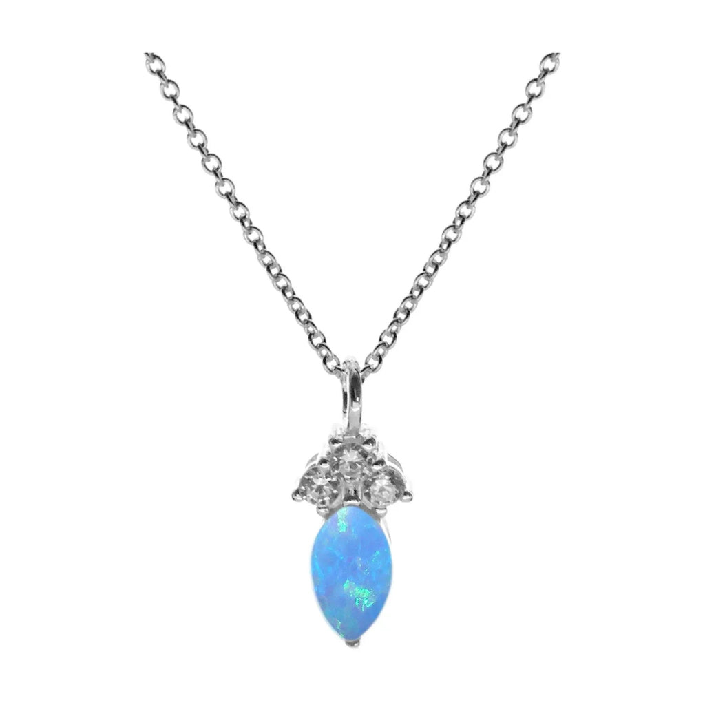 Natural Marquise Opal Necklace Solid Sterling Silver 925 Hallmarked British Made
