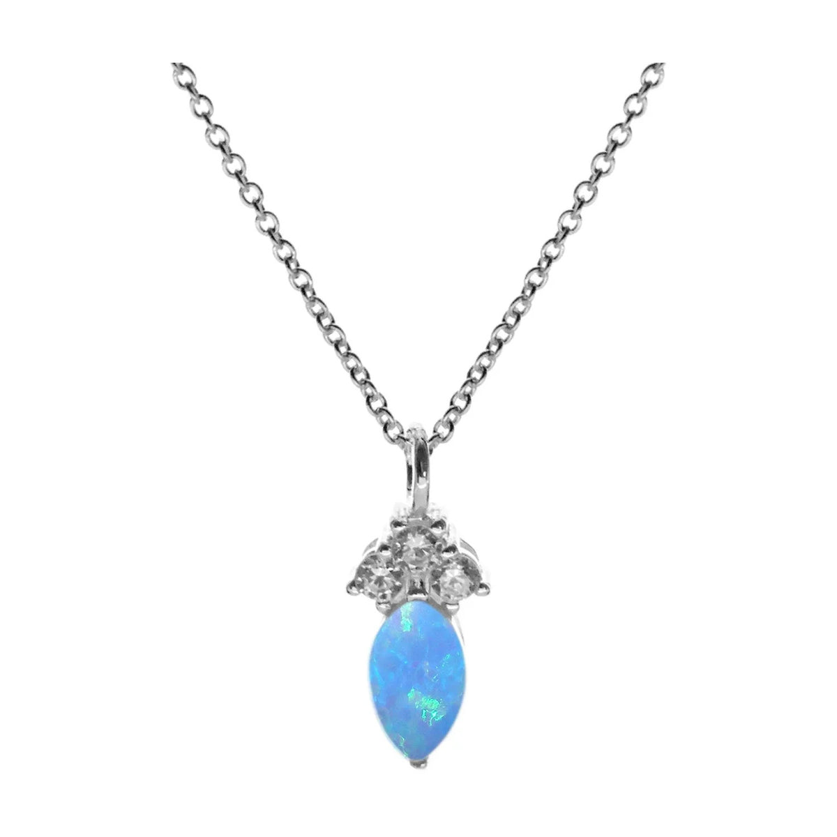 Natural Marquise Opal Necklace Solid Sterling Silver 925 Hallmarked British Made