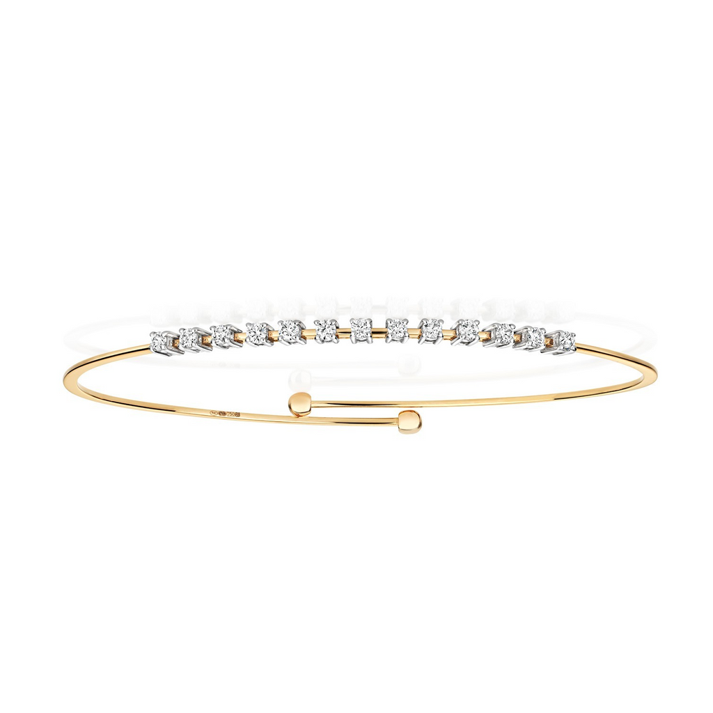 13 Natural Diamond 18ct Yellow Gold Bangle 375 Hallmarked British Made