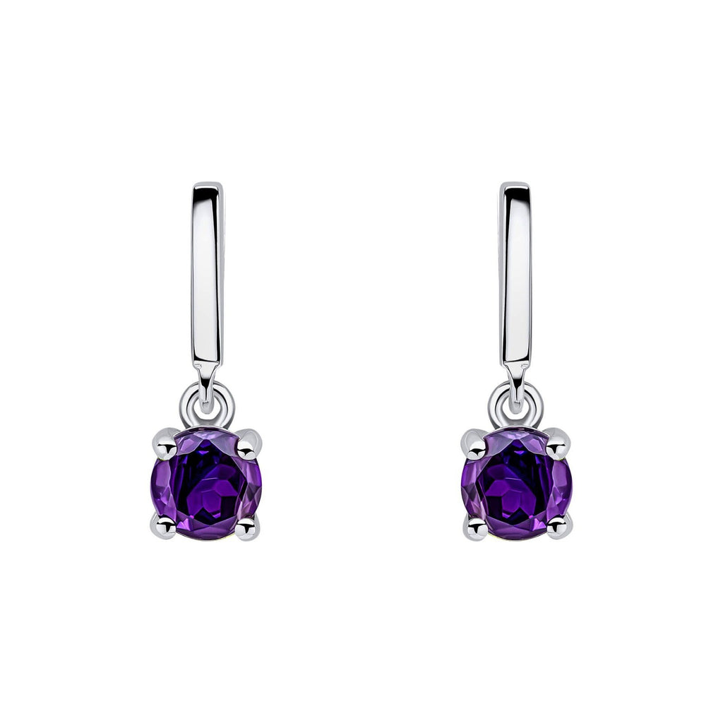 Amethyst Prong Drop Earrings Sterling Silver 925 Hallmarked Brand New Boxed