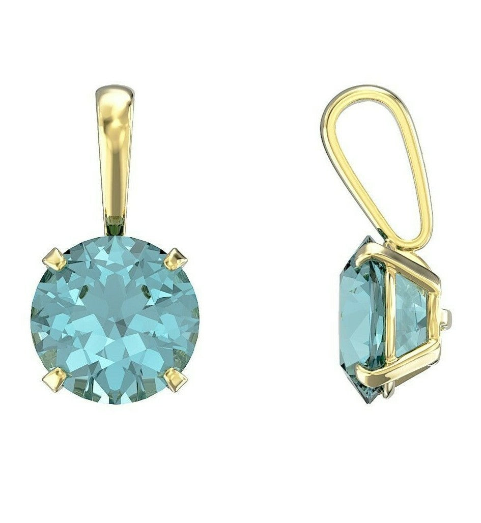 Aquamarine Pendant and Earrings Set Yellow Gold Solitaire 18" Chain Hallmark