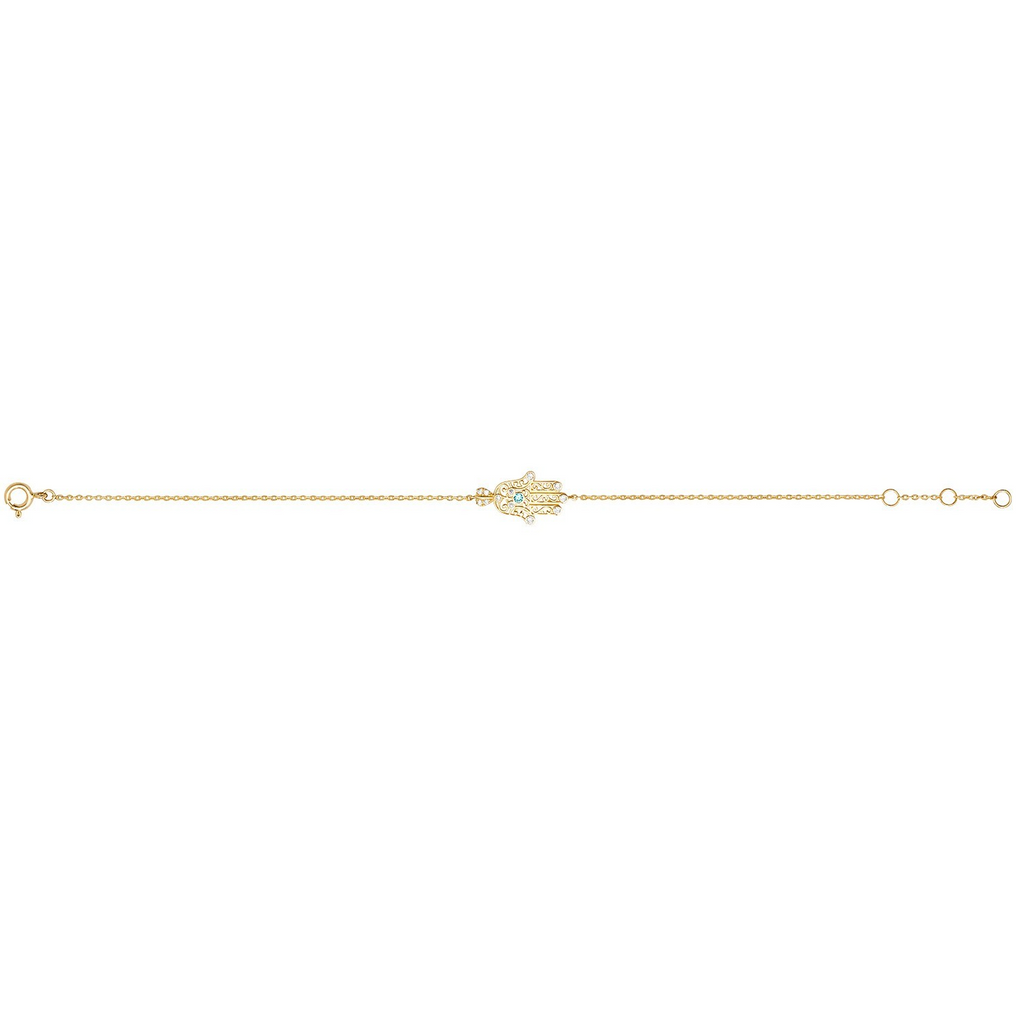 Ladies Hamsa Hand Bracelet 9ct Yellow Gold 375 Hallmarked British Made