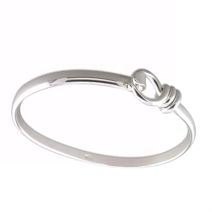 Solid Noose Hook Bangle Sterling Silver 925 Hallmarked British Made Brand New