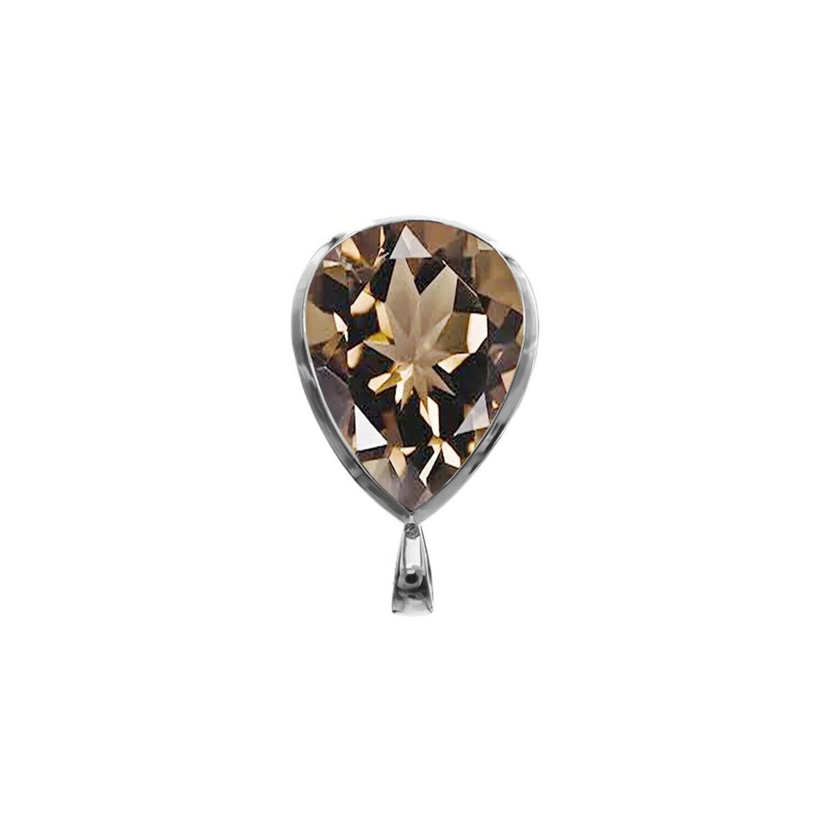 Teardrop Smoky Quartz Pendant Sterling Silver 925 Hallmarked All Chain Lengths