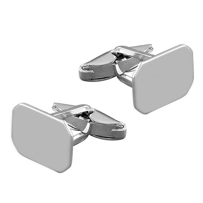 Solid Sterling Silver Oblong Cufflink Set Men's 925 Hallmarked British Made