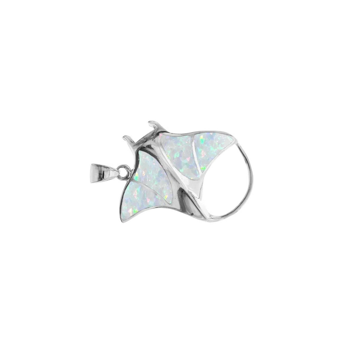 White Opal Manta Ray Pendant Sterling Silver 925 Hallmarked All Chain Lengths
