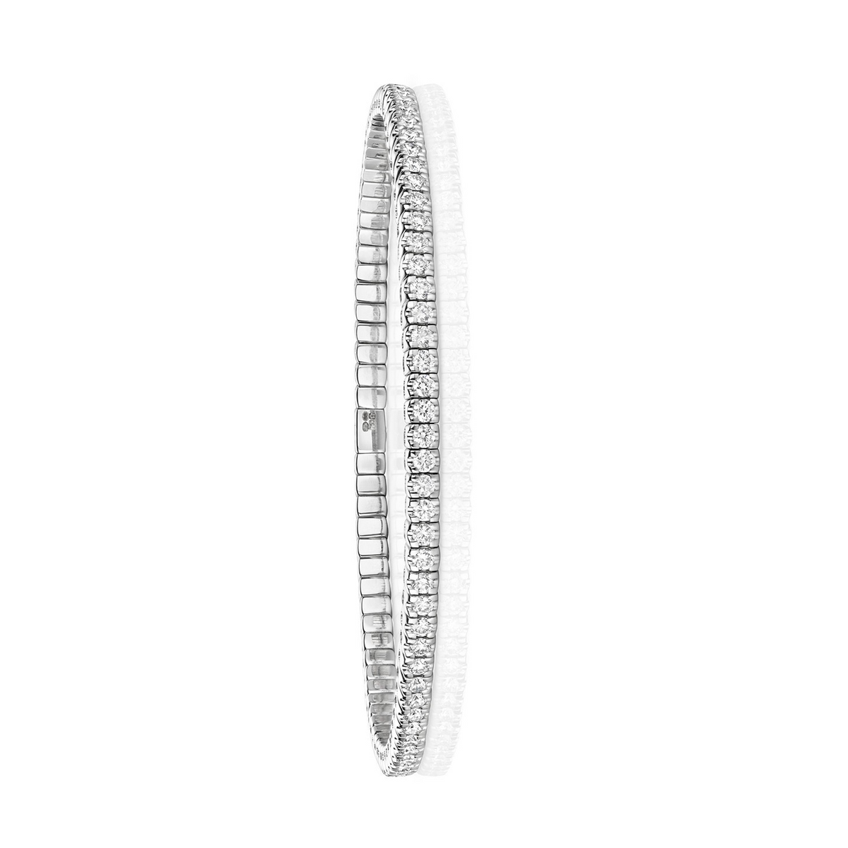 Natural Diamond 18ct White Gold Stretch Bangle 375 Hallmarked British Made