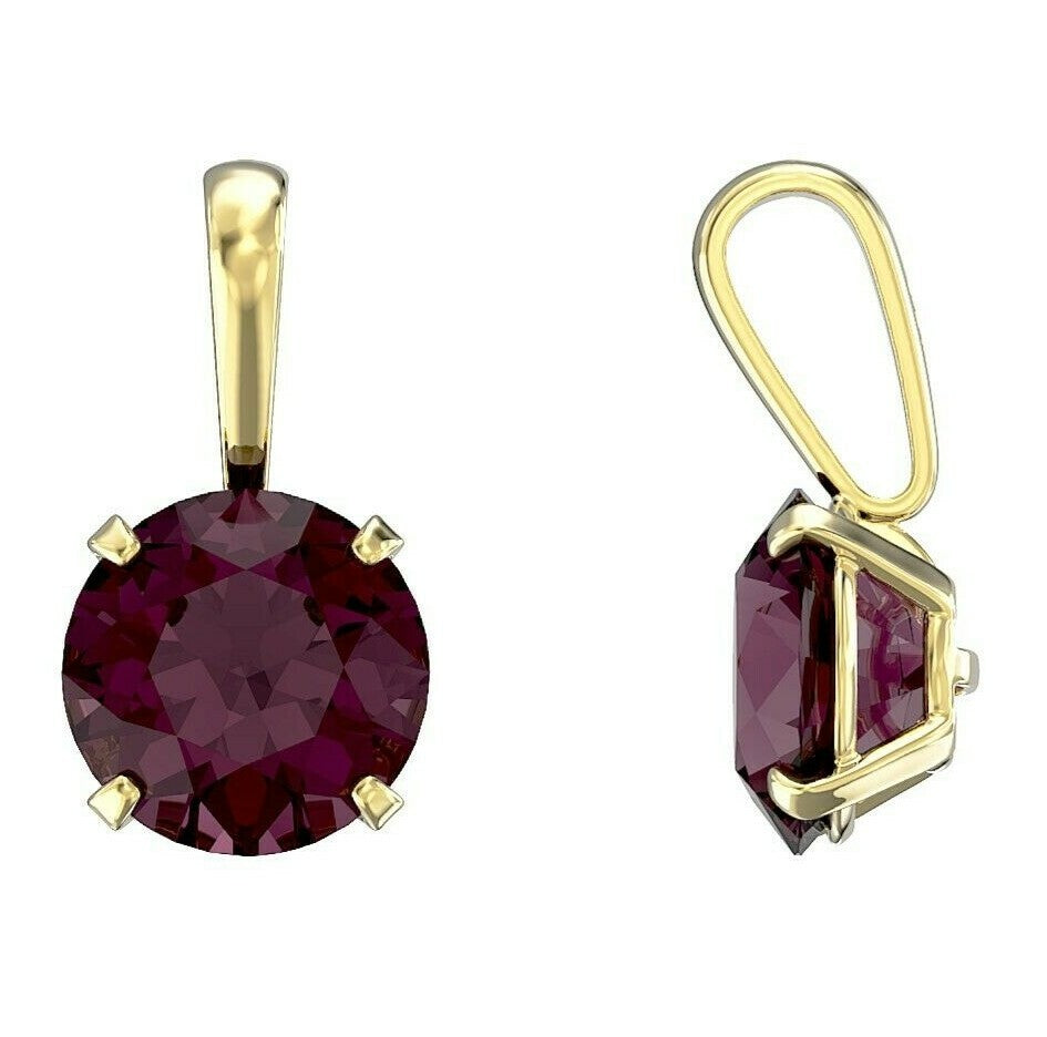 Yellow Gold Amethyst Solitaire Pendant Hallmarked British Made All Chain Lengths